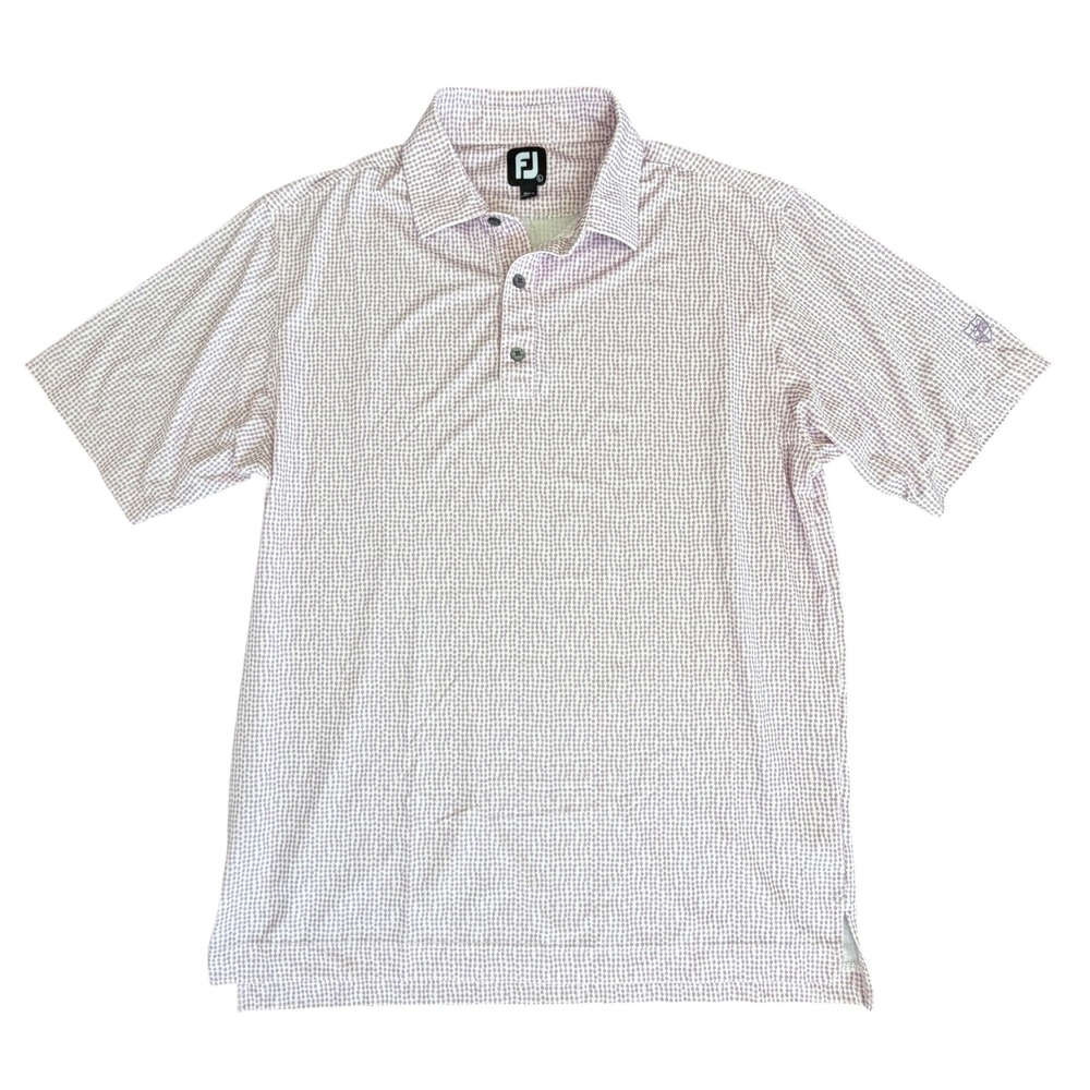 FootJoy PGA Tour Geometric Polo Shirt Mens L Purple Performance Golf Preppy